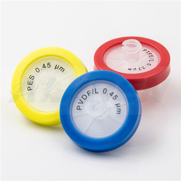 Syringe filter for pharmaceutical labeling